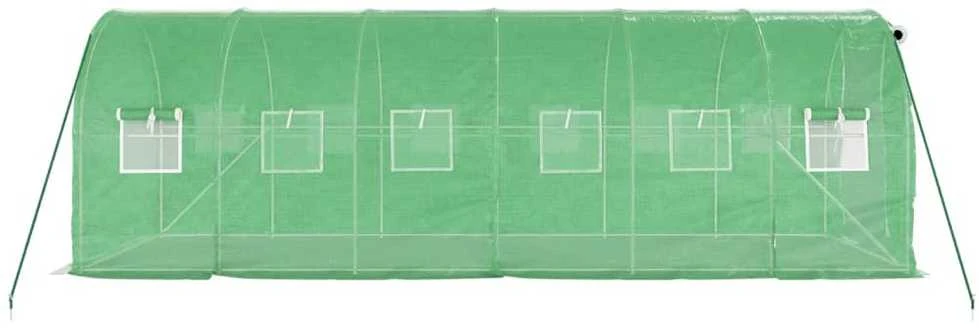 Šiltnamis su plieno rėmu, žalios spalvos, 6x2x2m, 12m²