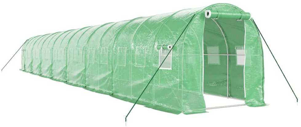 Šiltnamis su plieno rėmu, žalios spalvos, 16x2x2m, 32m²