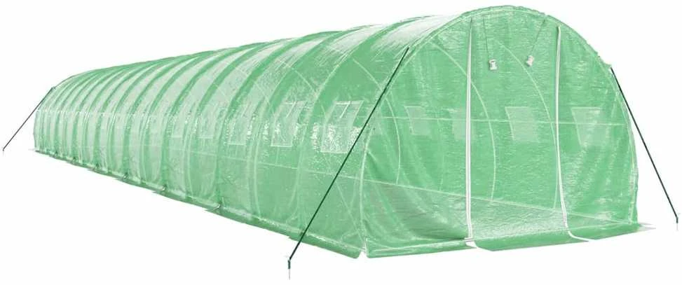 Šiltnamis su plieno rėmu, žalios spalvos, 16x3x2m, 48m²