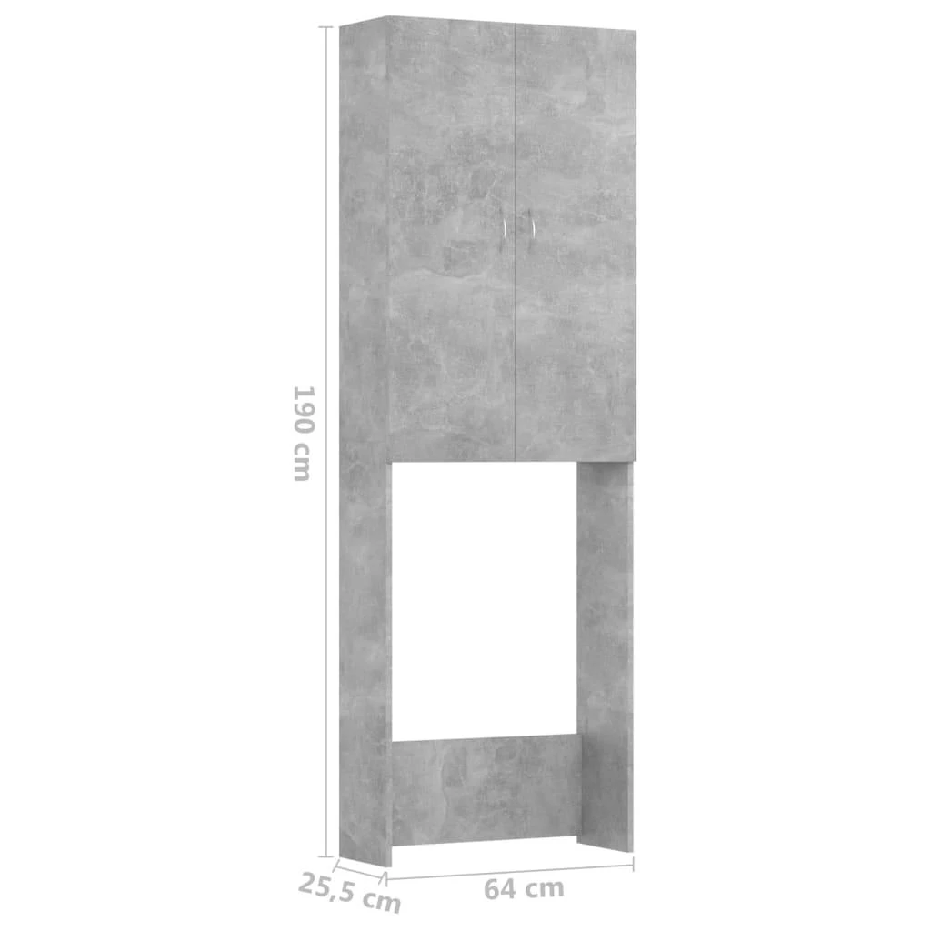 Skalbimo mašinos spintelė, betono pilkos spalvos, 64x25,5x190cm