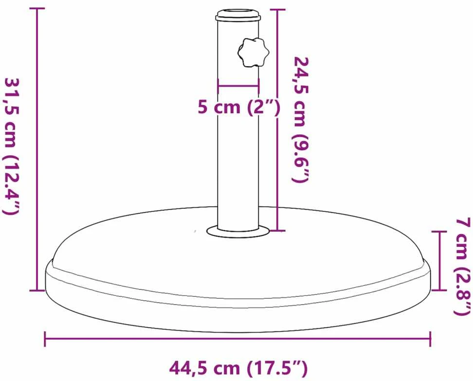 Skėčio nuo saulės pagrindas 32/35/38mm skersmens stulpams, 15kg