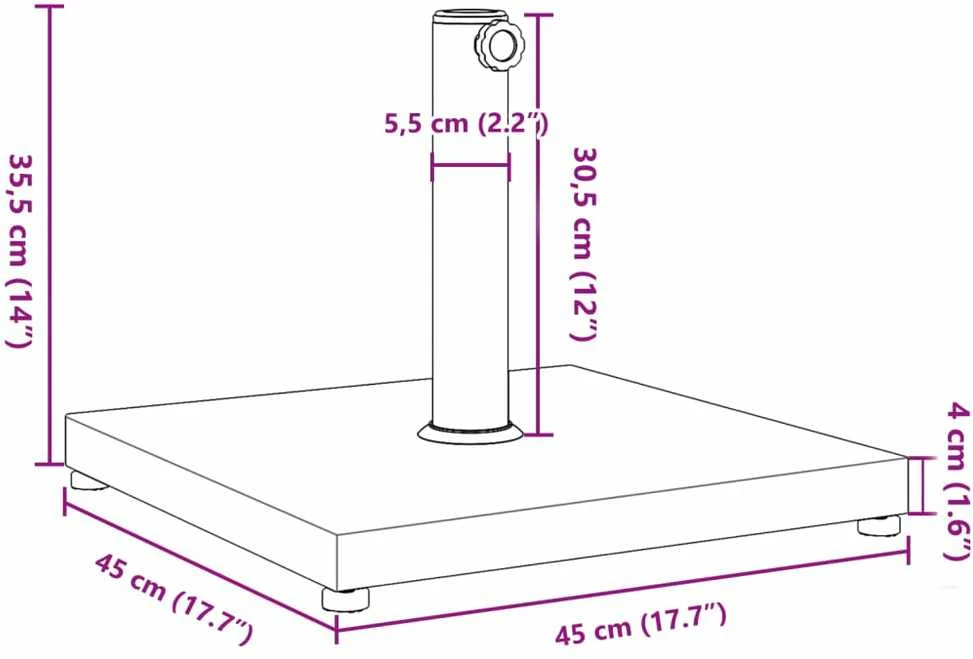 Skėčio nuo saulės pagrindas 32/38/48mm skersmens stulpams, 18kg