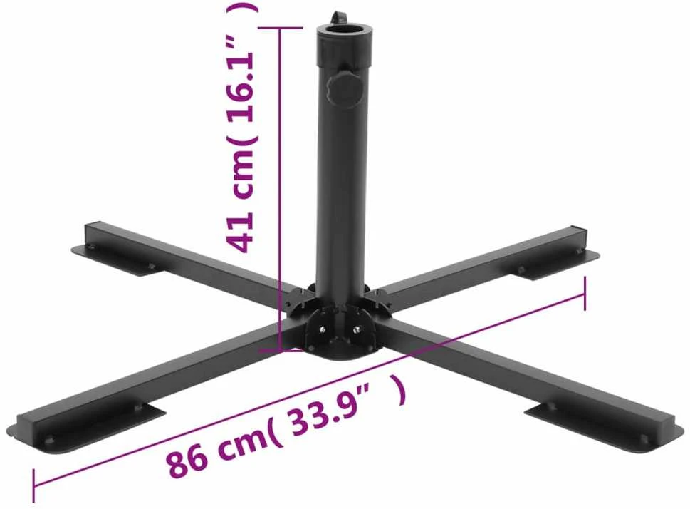 Skėčio nuo saulės pagrindas 38/48 mm stulpams, juodas, plienas