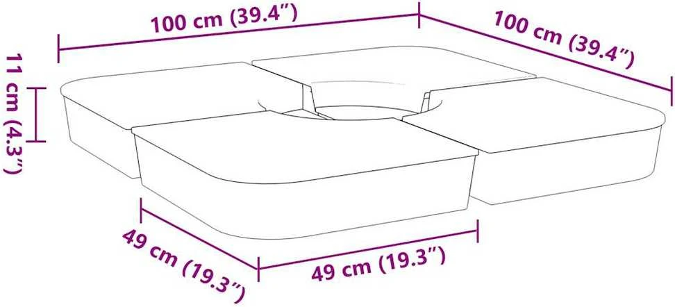 Skėčio nuo saulės pagrindo rinkinys, 4 dalių, 100kg, PP
