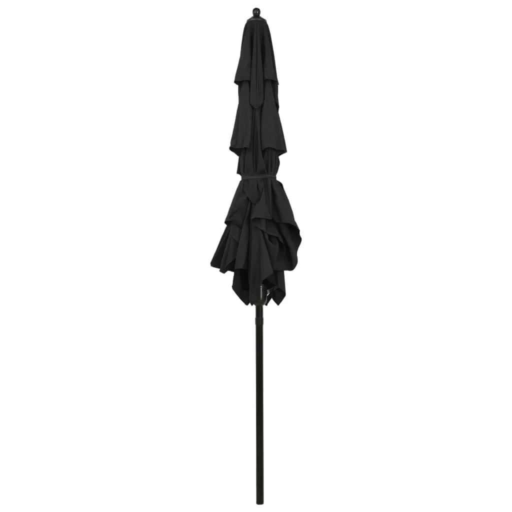 Sodo skėtis su aliuminio stulpu, juodas, 2x2m, 3 aukščių