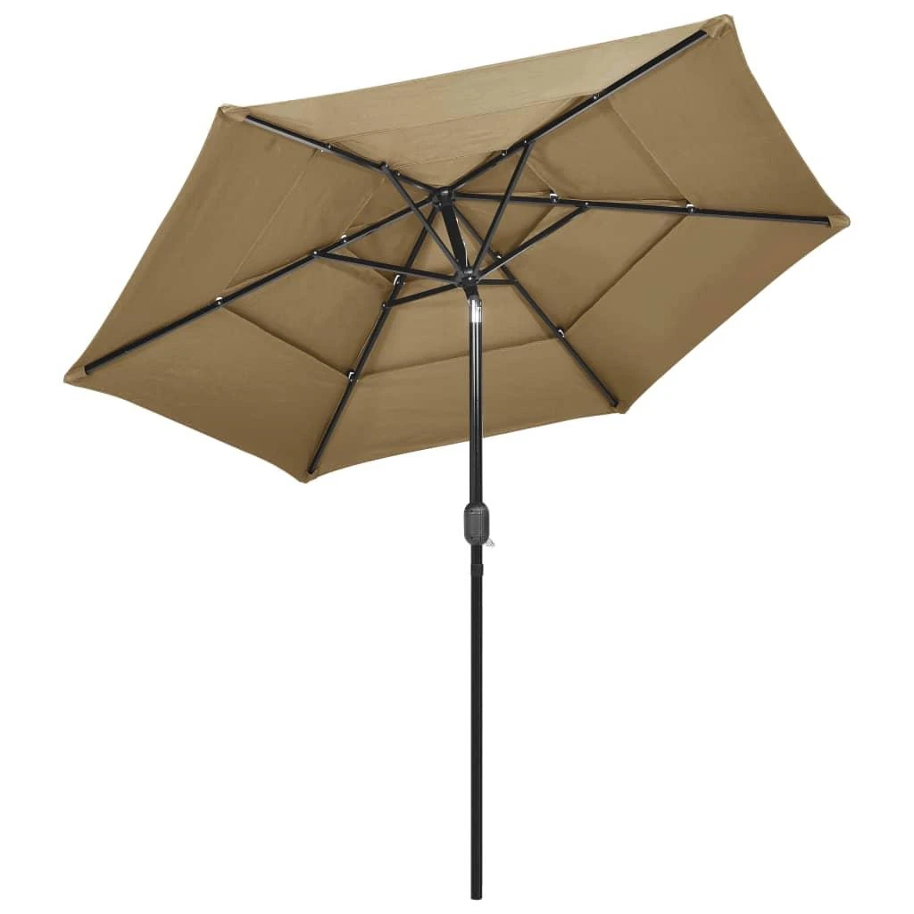 Sodo skėtis su aliuminio stulpu, taupe, 2,5m, 3 aukščių