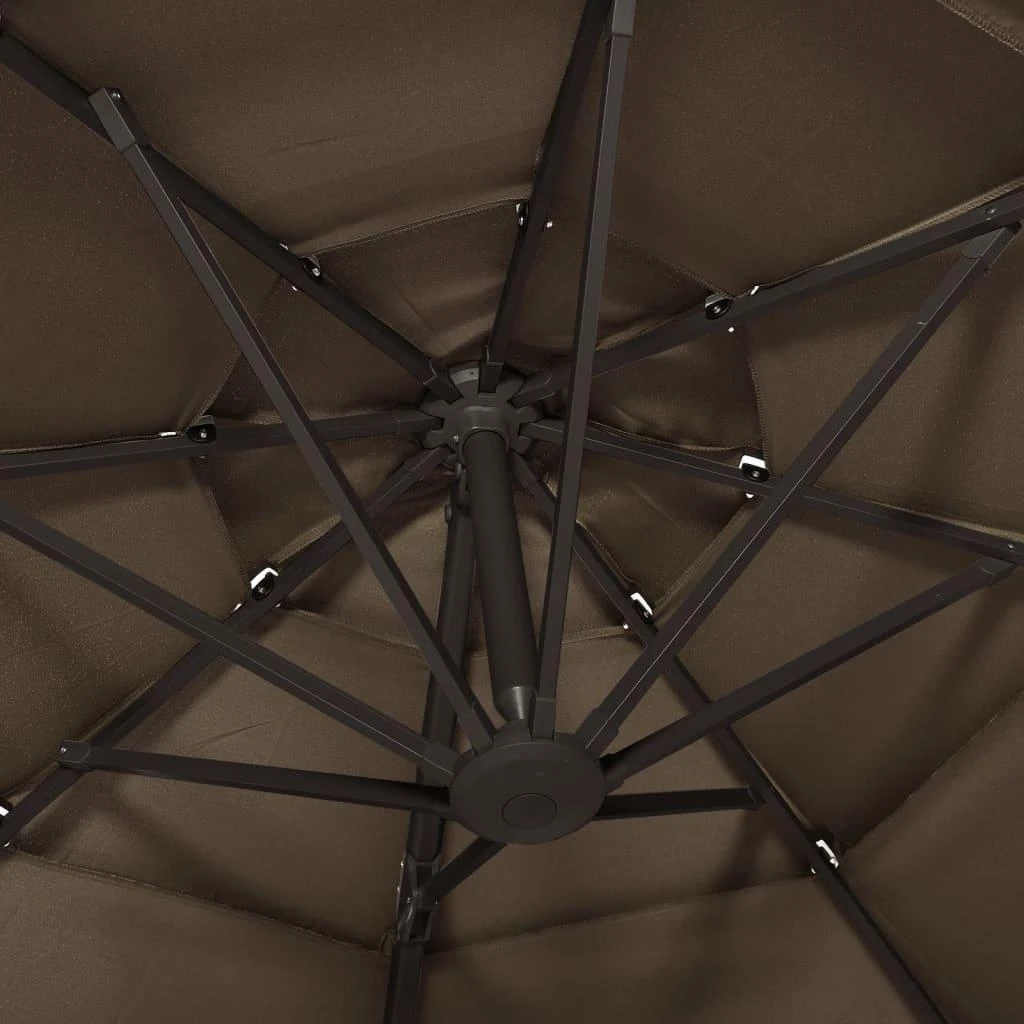 Sodo skėtis su aliuminio stulpu, taupe, 3x3m, 4 aukščių