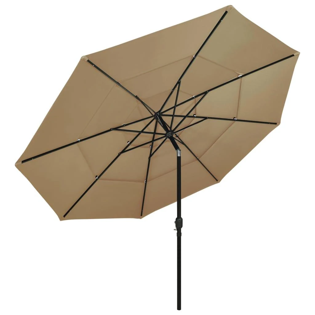 Sodo skėtis su aliuminio stulpu, taupe spalvos, 3,5m, 3 aukščių