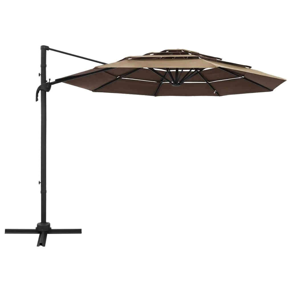 Sodo skėtis su aliuminio stulpu, taupe, 3x3m, 4 aukščių