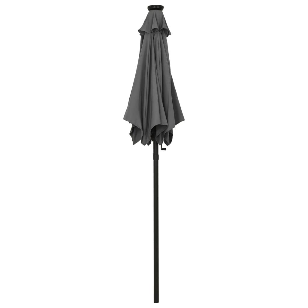 Sodo skėtis nuo saulės su LED, antracito, 200x211cm, aliuminis