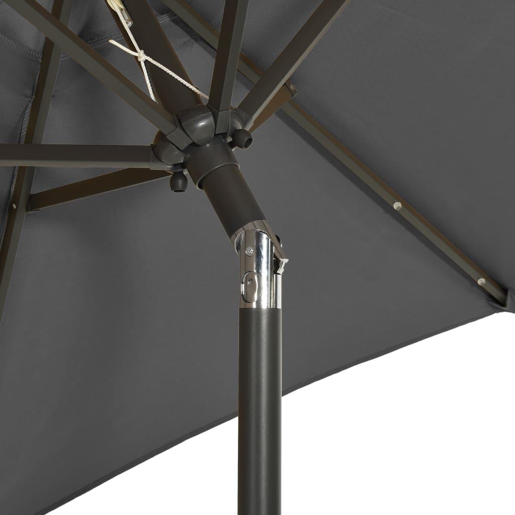 Sodo skėtis nuo saulės su LED, antracito, 200x211cm, aliuminis