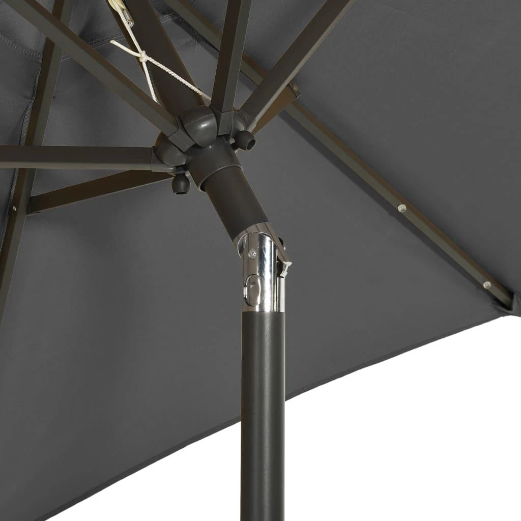 Sodo skėtis nuo saulės su LED, antracito, 200x211cm, aliuminis
