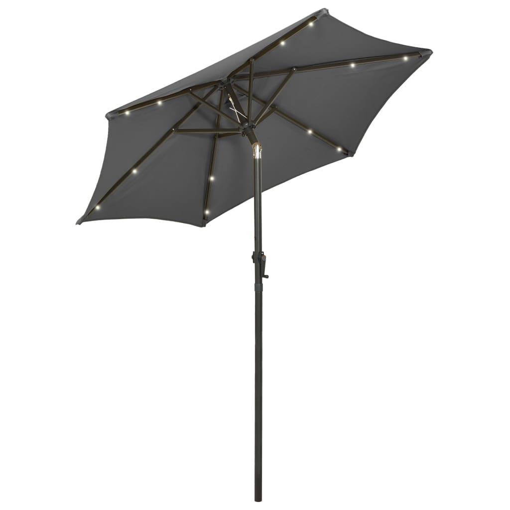 Sodo skėtis nuo saulės su LED, antracito, 200x211cm, aliuminis