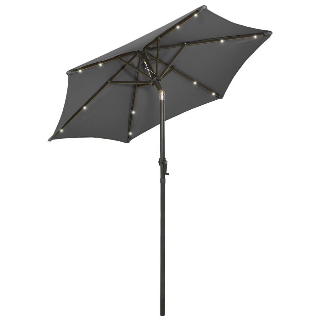 Sodo skėtis nuo saulės su LED, antracito, 200x211cm, aliuminis