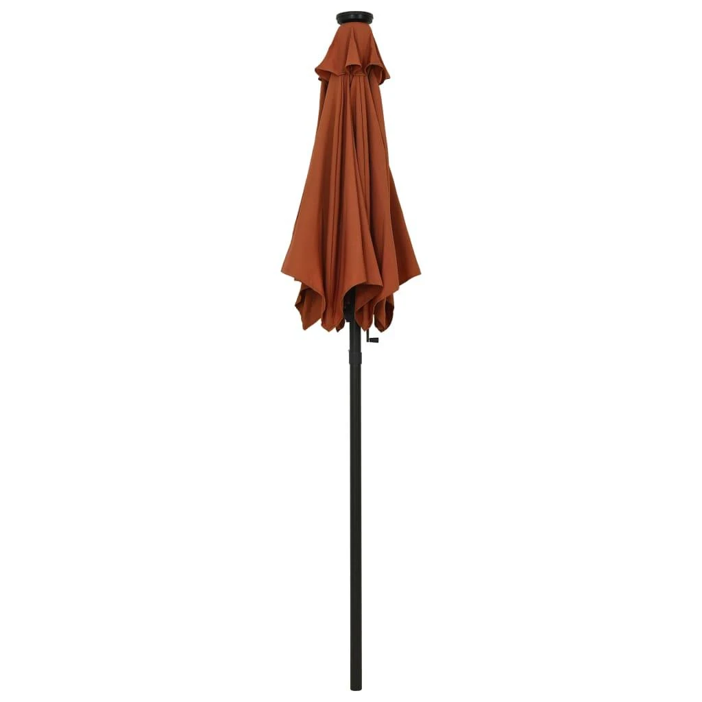 Sodo skėtis nuo saulės su LED, terakota, 200x211cm, aliuminis