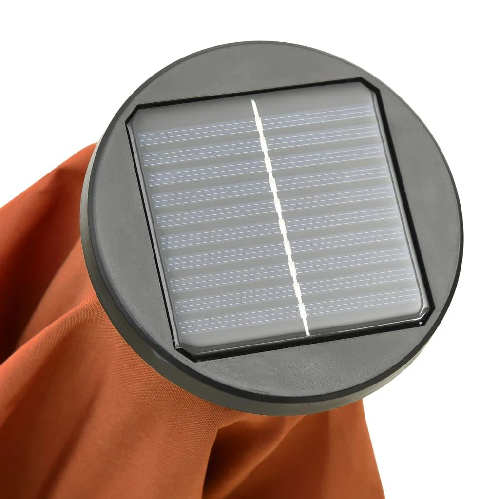 Sodo skėtis nuo saulės su LED, terakota, 200x211cm, aliuminis