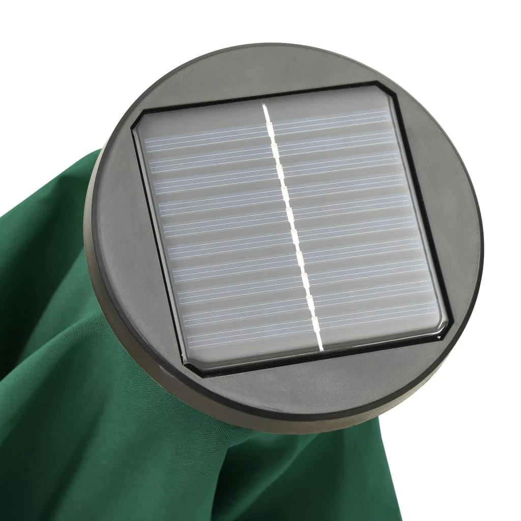 Sodo skėtis nuo saulės su LED, žalias, 200x211cm, aliuminis