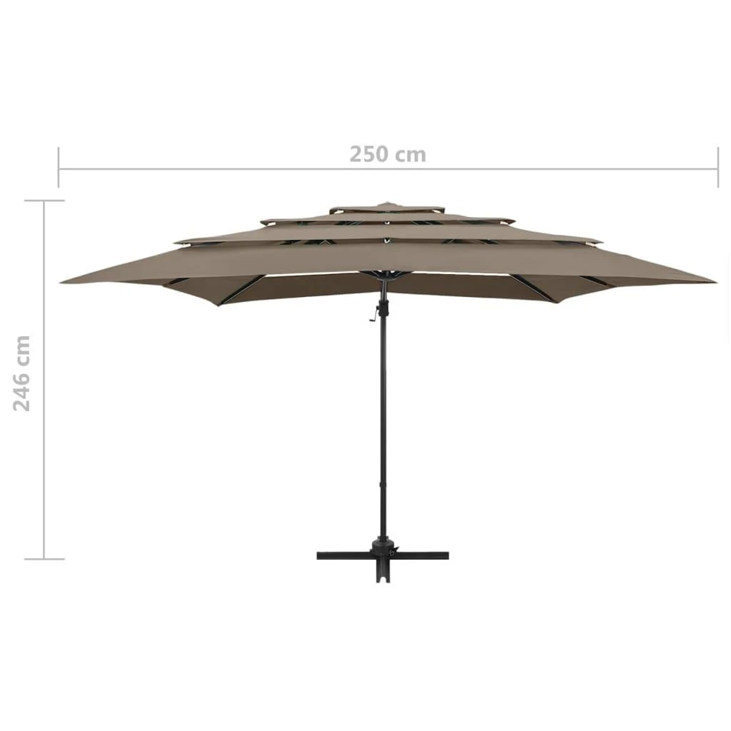 Sodo skėtis su aliuminio stulpu, taupe, 250x250cm, 4 aukščių