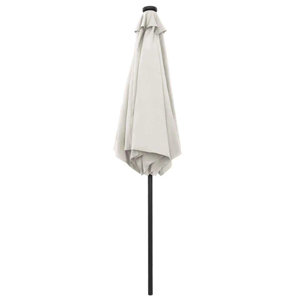 Sodo skėtis su LED ir aliuminio stulpu, smėlio baltas, 270cm