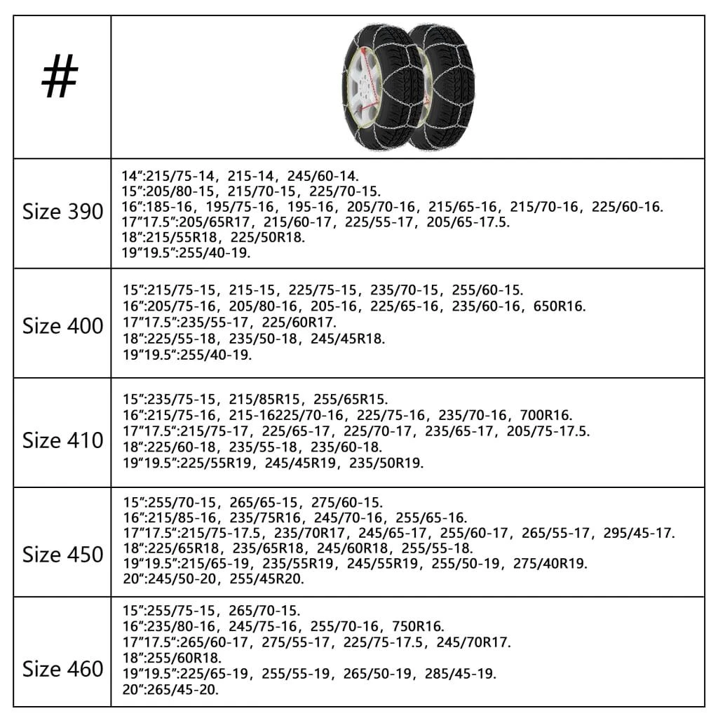 Sniego grandinės padangoms, 2vnt., 400 dydžio, 16mm, SUV 4x4