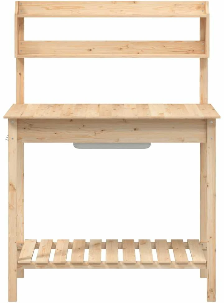 Sodinimo stalas su plautuve, 147,5x44x139,5cm, eglės masyvas