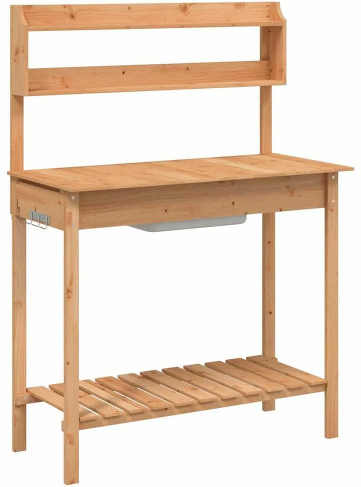 Sodinimo stalas su plautuve, rudas, 147,5x44x139,5cm, eglė
