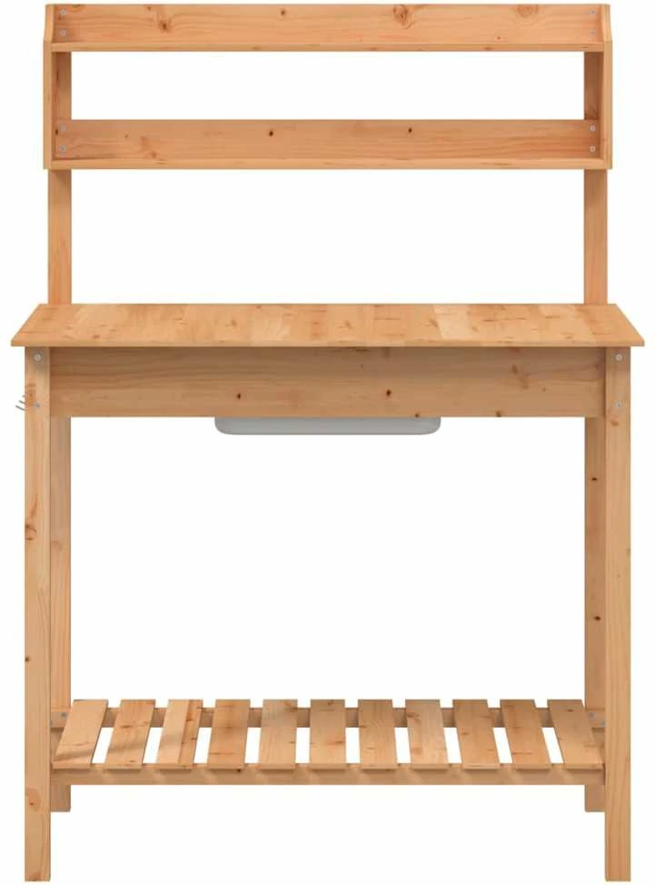 Sodinimo stalas su plautuve, rudas, 147,5x44x139,5cm, eglė