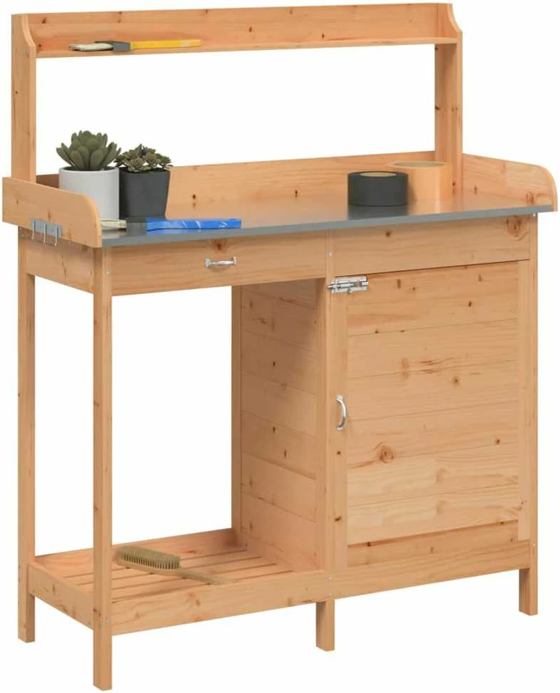 Sodinimo stalas su spintele, rudas, 110,5x45x124,5cm, eglė
