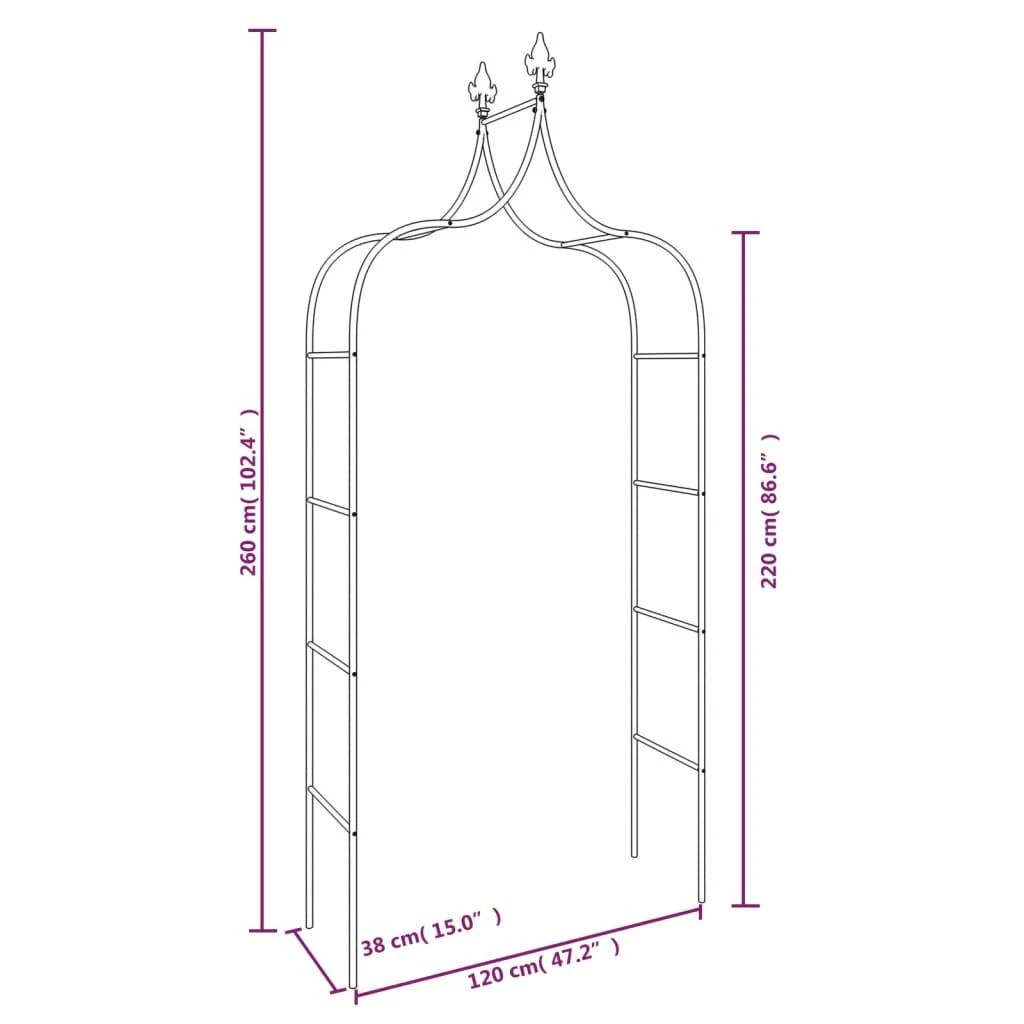 Sodo arkos, 2vnt., juodos spalvos, 120x38x260cm, plienas
