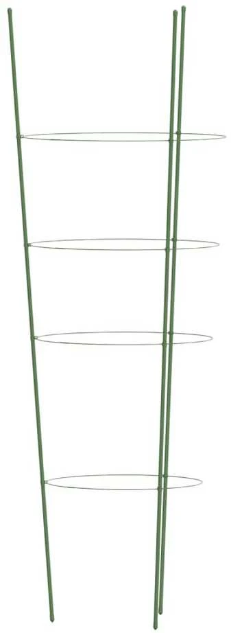 Sodo augalų atramos su 4 žiedais, 5vnt., žalios, 90cm, plienas