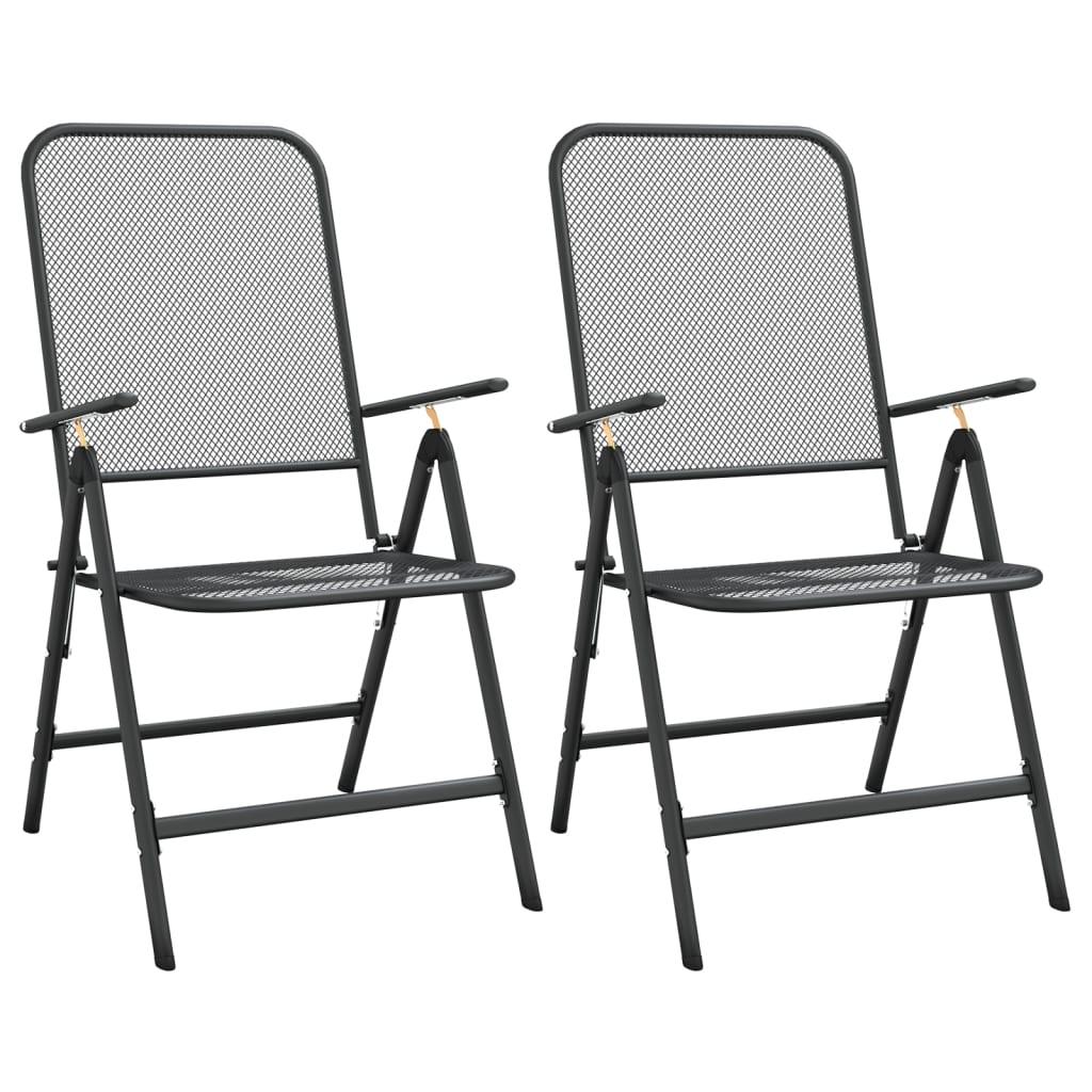 Lauko baldų komplektas Sodo baldų komplektas, 3 dalių, antracito, išplėstas metalas