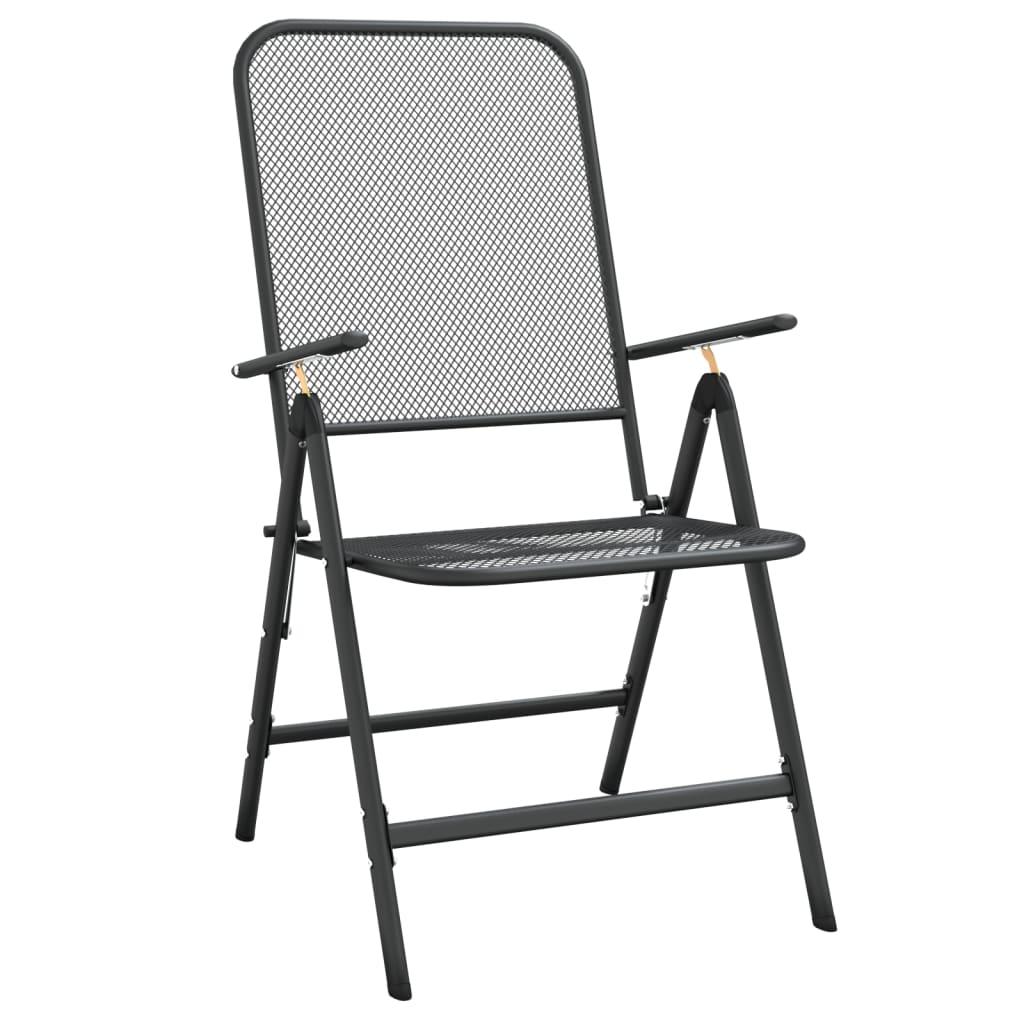 Lauko baldų komplektas Sodo baldų komplektas, 3 dalių, antracito, išplėstas metalas