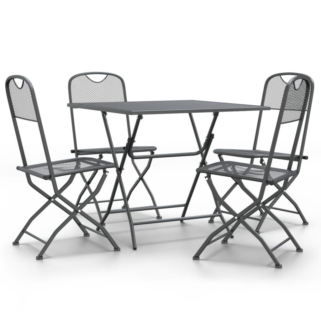 Lauko baldų komplektas Sodo baldų komplektas, 5 dalių, antracito, išplėstas metalas