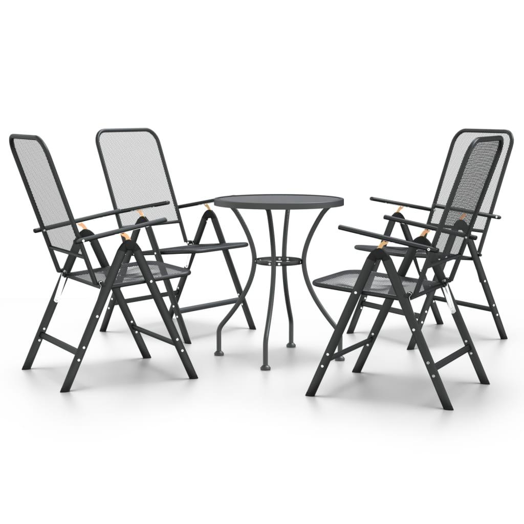 Lauko baldų komplektas Sodo baldų komplektas, 5 dalių, antracito, išplėstas metalas