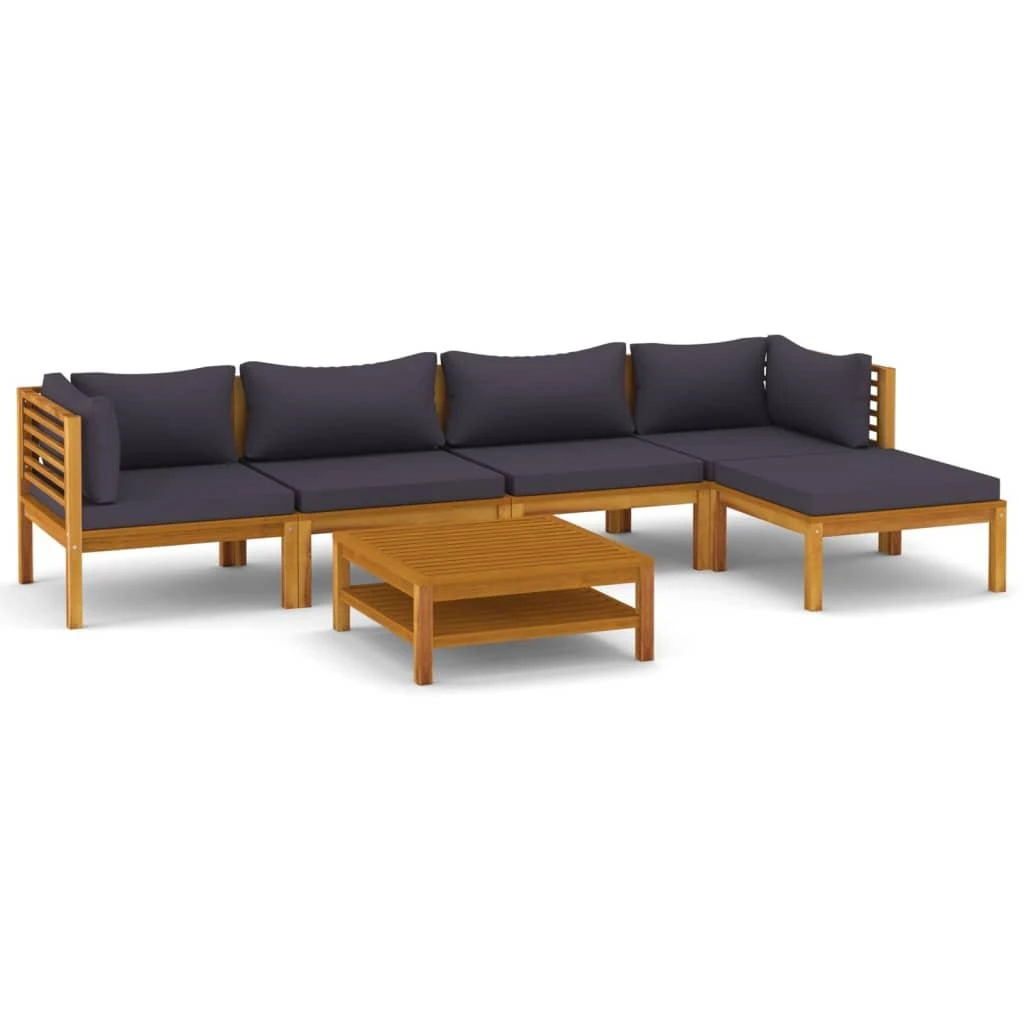 Lauko baldų komplektas Sodo baldų komplektas su pagalvėmis, 6 dalių, akacijos masyvas