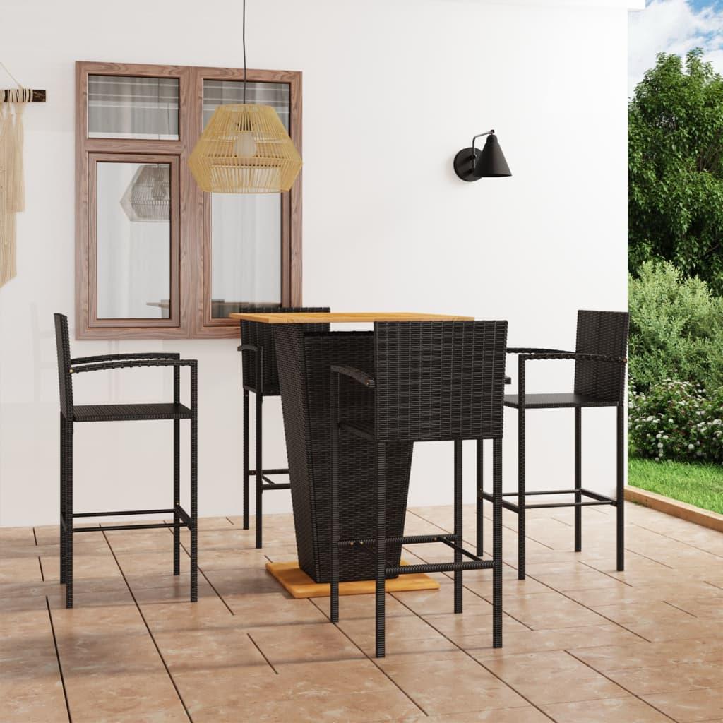 Lauko baldų komplektas Sodo baro baldų komplektas, 5 dalių, juodos spalvos