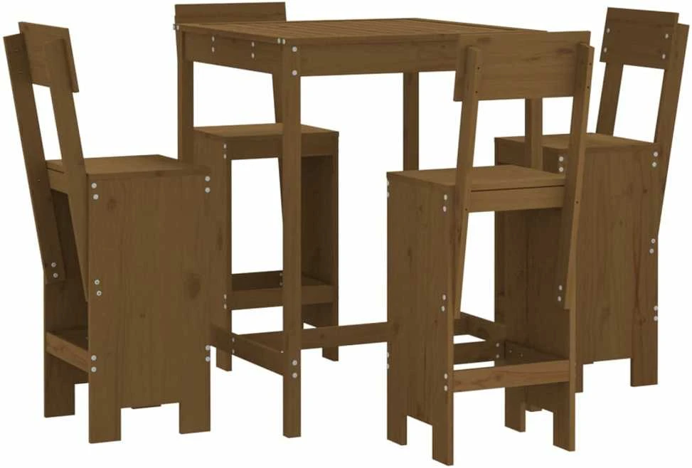 Lauko baldų komplektas Sodo baro baldų komplektas, 5 dalių, medaus rudas, pušis
