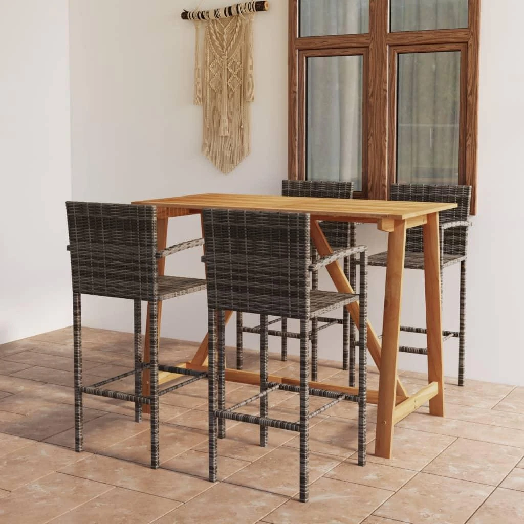Lauko baldų komplektas Sodo baro baldų komplektas, 5 dalių, pilkos spalvos