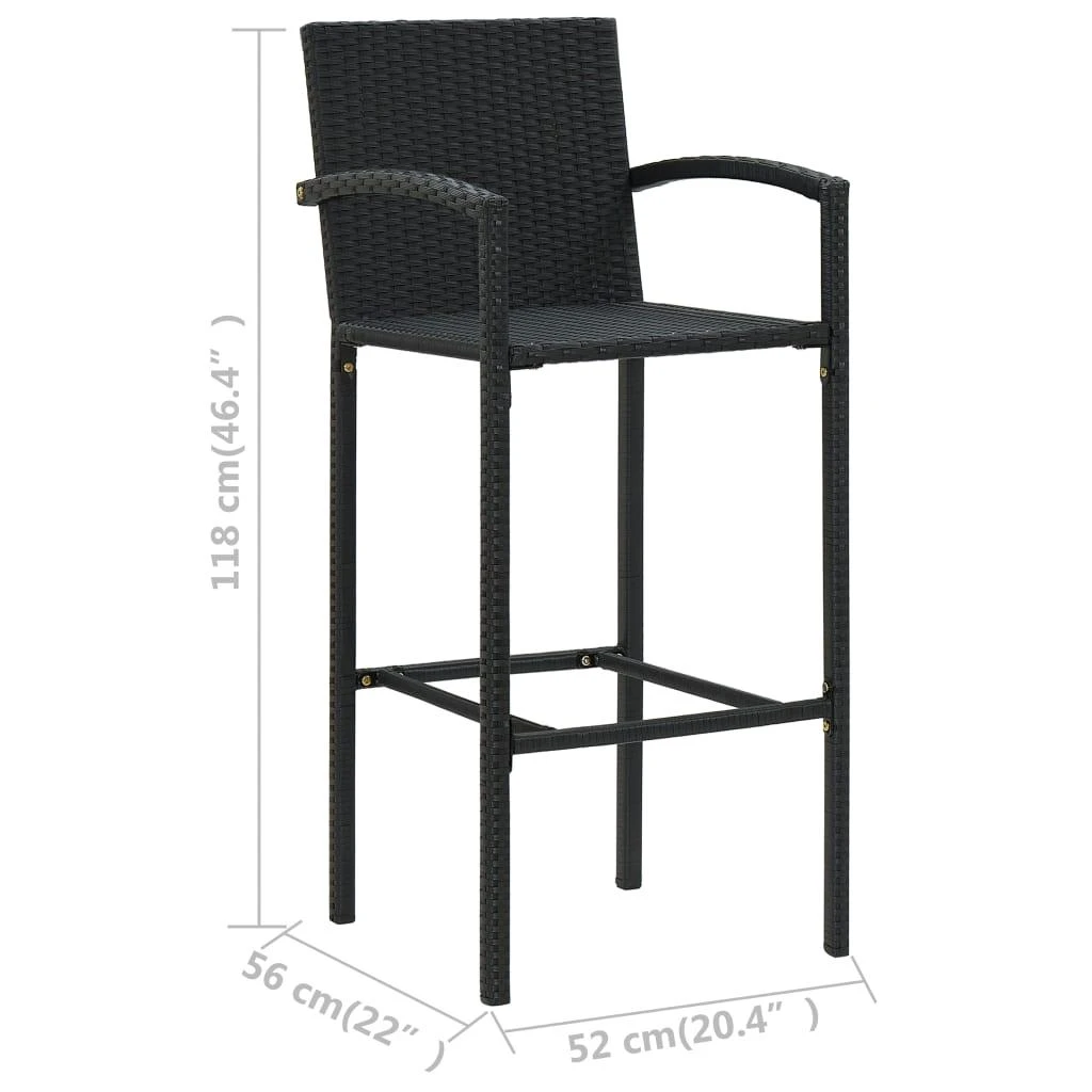 Lauko baldų komplektas Sodo baro baldų komplektas, 9 dalių, juodas (246665+2x313455)