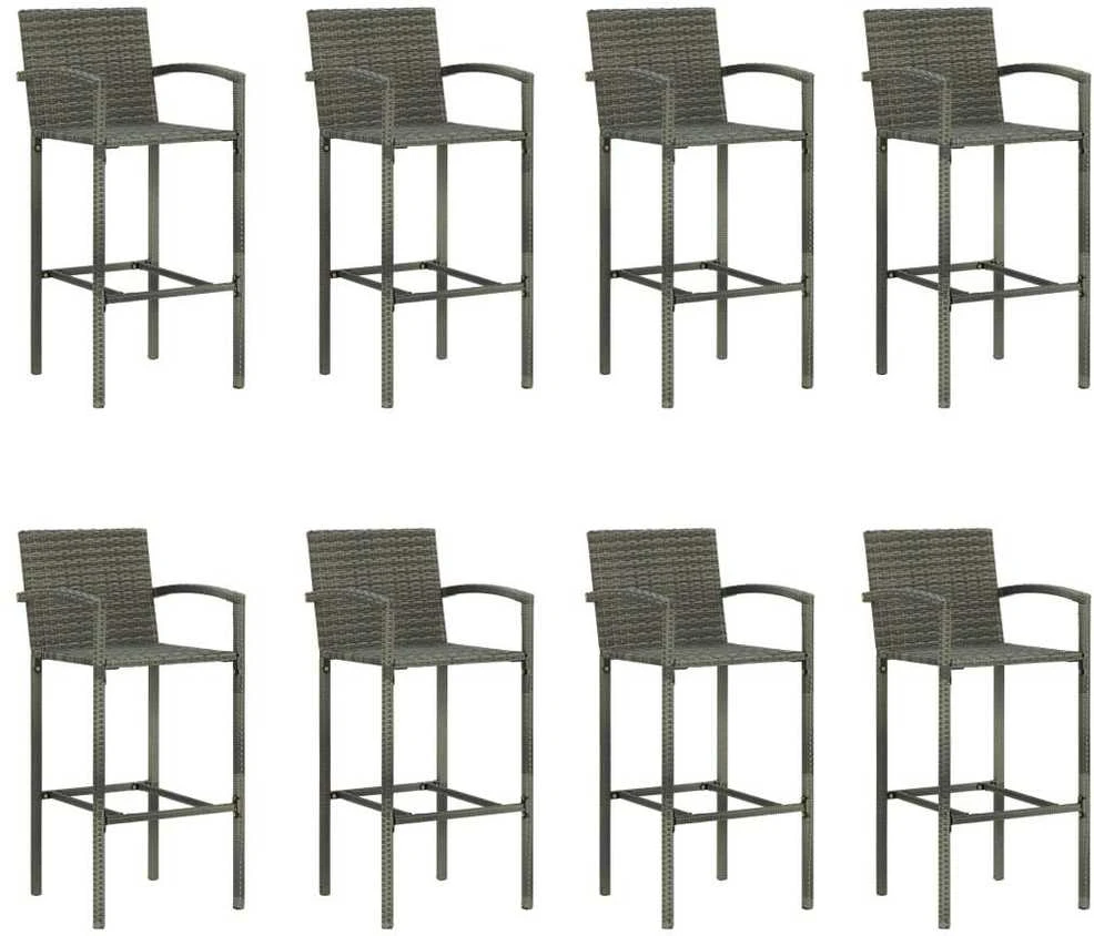 Lauko baldų komplektas Sodo baro baldų komplektas, 9 dalių, pilkas (246665+2x313456)