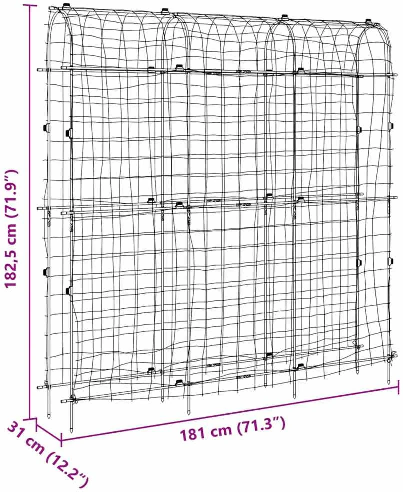 Sodo grotelės vijokliniams augalams, 181x31x182,5cm, plienas