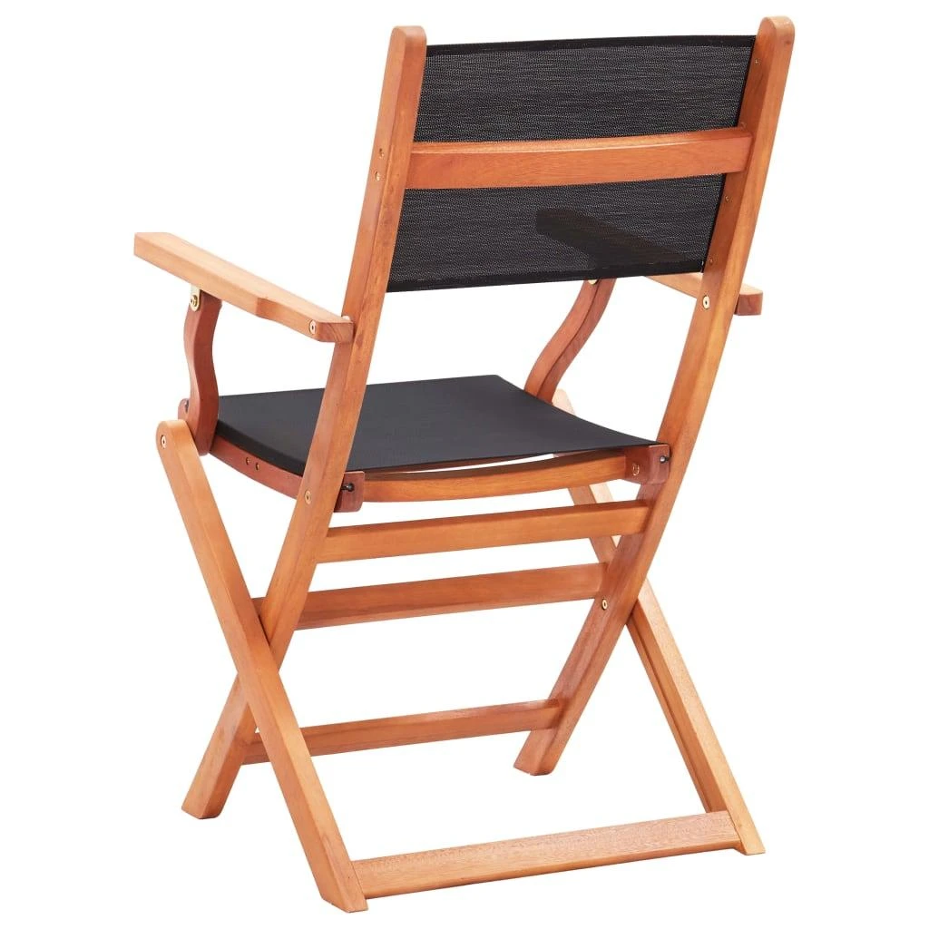 Sodo kėdės, 6vnt., juodos, eukalipto masyvas ir tekstilenas