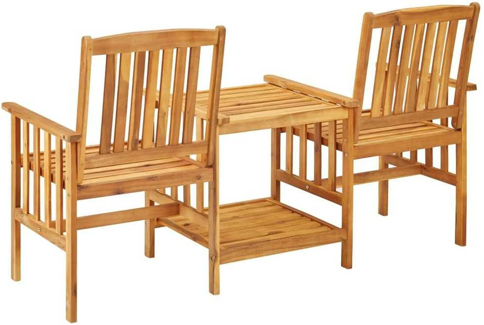 Lauko baldų komplektas Sodo kėdės su arbatos staliuku ir pagalvėlėmis, akacija