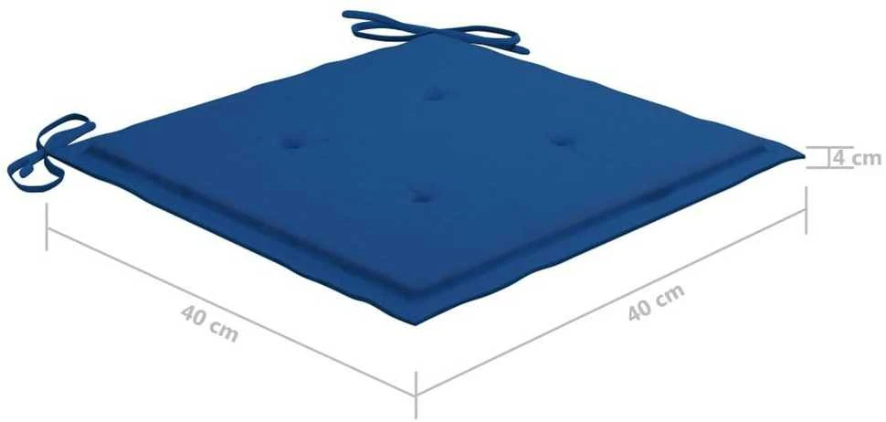 Sodo kėdės su mėlynomis pagalvėmis, 3vnt., tikmedžio masyvas