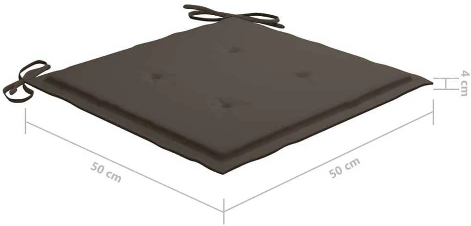 Sodo kėdės su taupe spalvos pagalvėlėmis, 6vnt., tikmedis