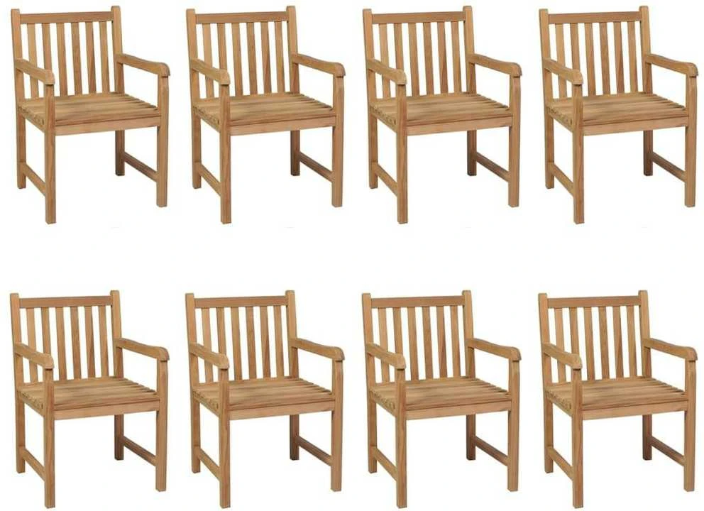 Sodo kėdės su taupe spalvos pagalvėlėmis, 8vnt., tikmedis