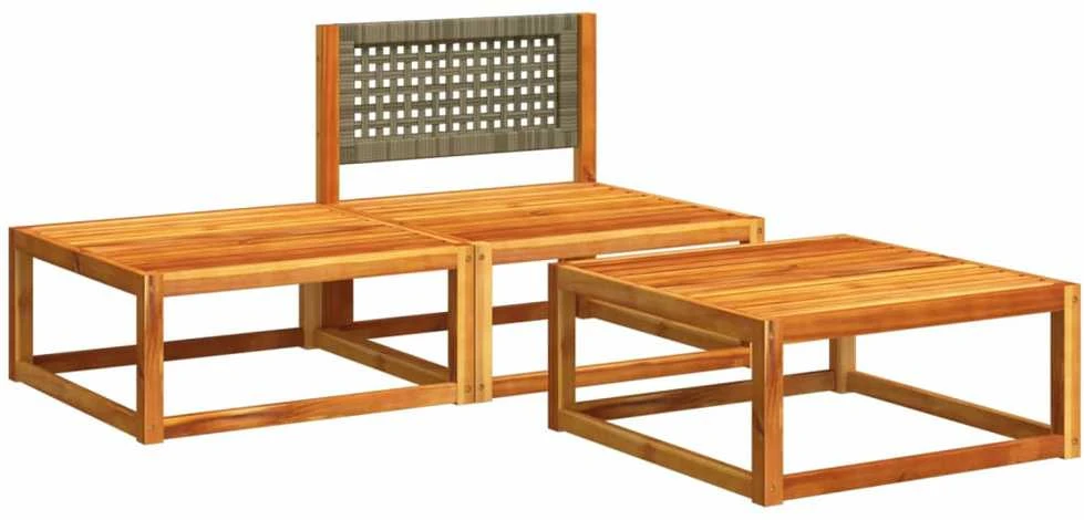 Lauko baldų komplektas Sodo komplektas su pagalvėlėmis, 3 dalių, akacijos masyvas