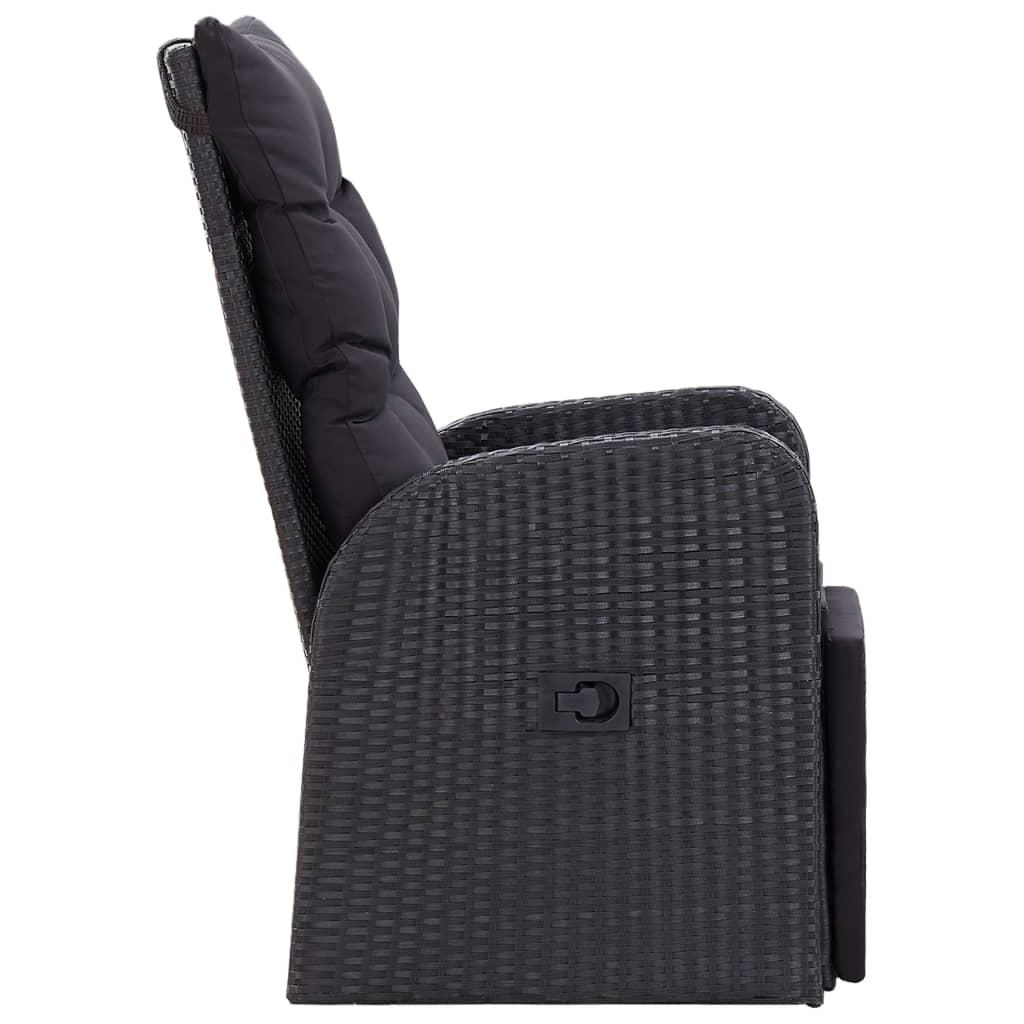 Lauko baldų komplektas Sodo komplektas su pagalvėlėmis, 9 dalių, juodas