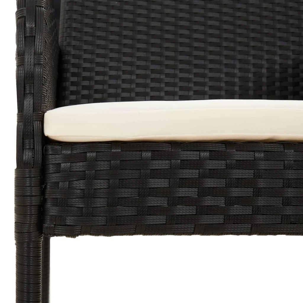 Lauko baldų komplektas Sodo komplektas su pagalvėlėmis, 9 dalių, juodas, poliratanas