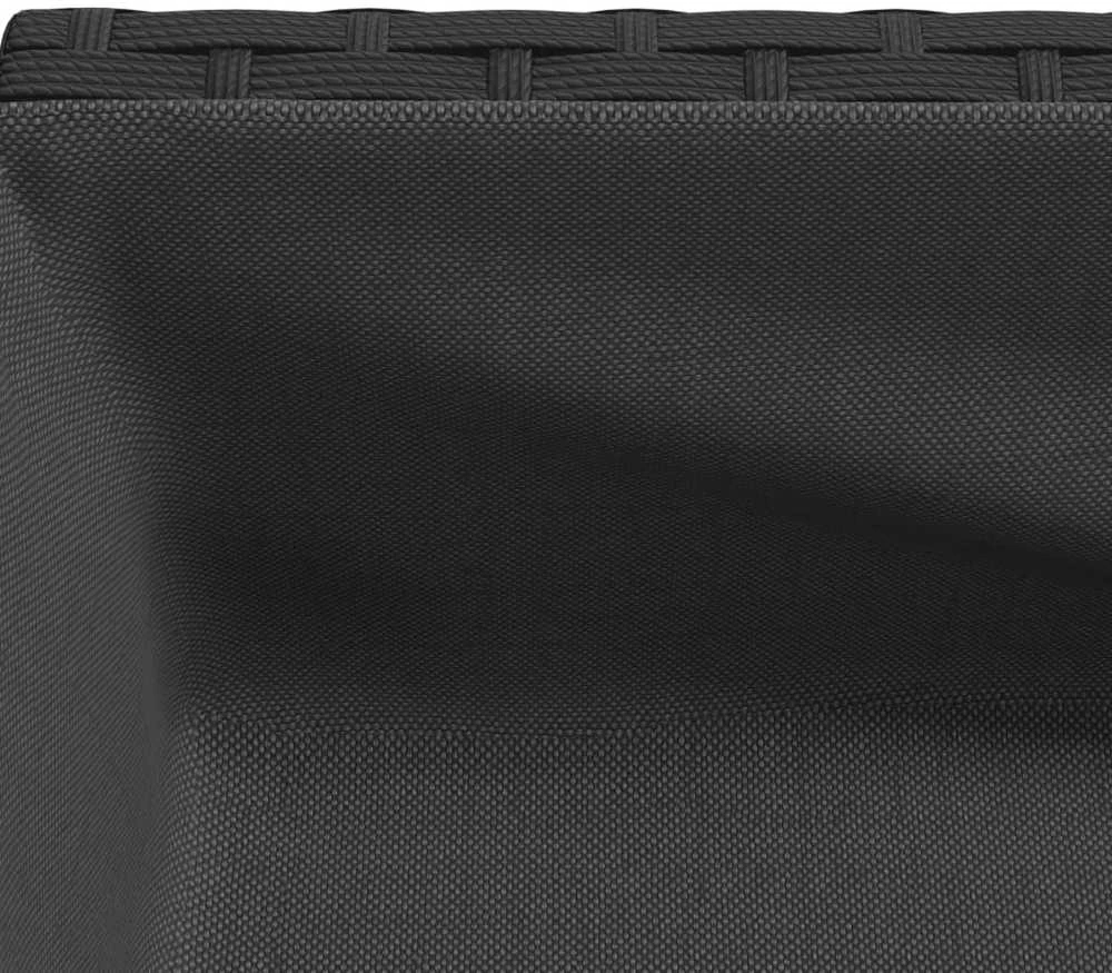 Sodo loveliai su lentyna, 2vnt., juodi, 90x40x75cm, poliratanas